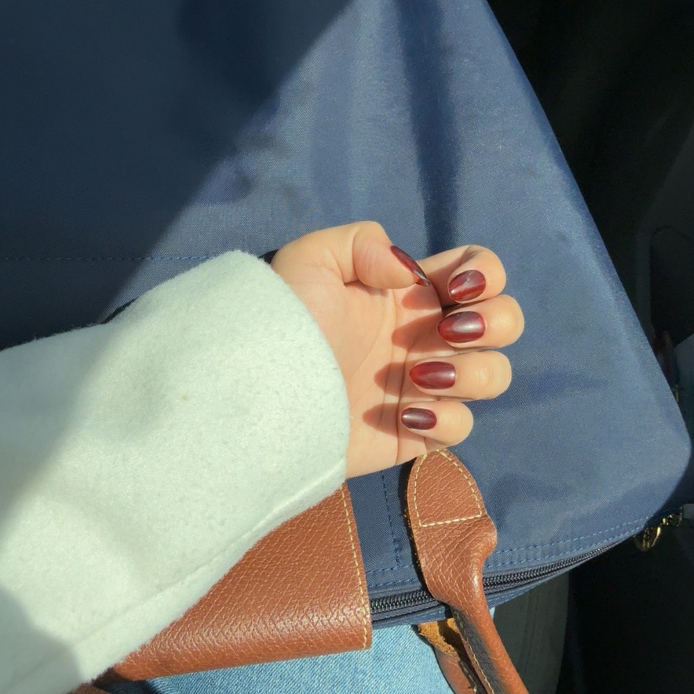 Custom Made Burgundy Oval Press-On Nails
